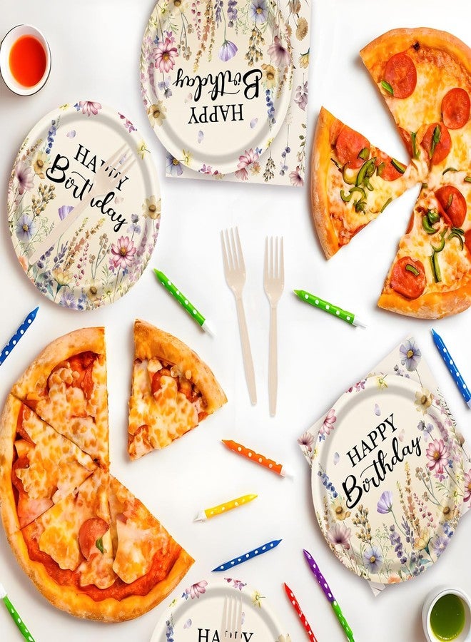 LYFREE 72Pcs Fall Wildflower Plates and Napkins, Floral Birthday Party Supplies Autumn Wildflower Paper Plates and Napkins Forks Tableware Decorations for Fall Picnic Tea Party Baby Shower Birthday, Serve 24 - Image 5
